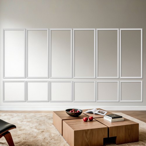 VEVOR vegglister 6-pakning, panelsett for brystpaneler, lett, malbar polystyren, enkel å montere, vanntett aksentvegglist for interiørdekor stue, soverom, hvit (61x137 + 61x61 cm)