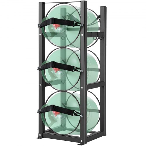 VEVOR Kjølemiddeltankstativ, med 3 x 30lbs flasketanker, Sylindertankstativ 12,79x12,99x33,07 tommer, Kjølemiddelflaskestativ Gassflaskestativer og holdere for freon, gasser, oksygen, nitrogen