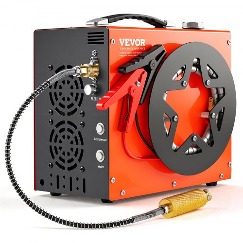 VEVOR PCP luftkompressor, 4500PSI/30Mpa bærbar PCP luftgeværkompressor - Innebygd vann- og viftekjølesystem, automatisk stopp | DC12V/AC230V paintballtankkompressor for luftgevær, dykkerflaske