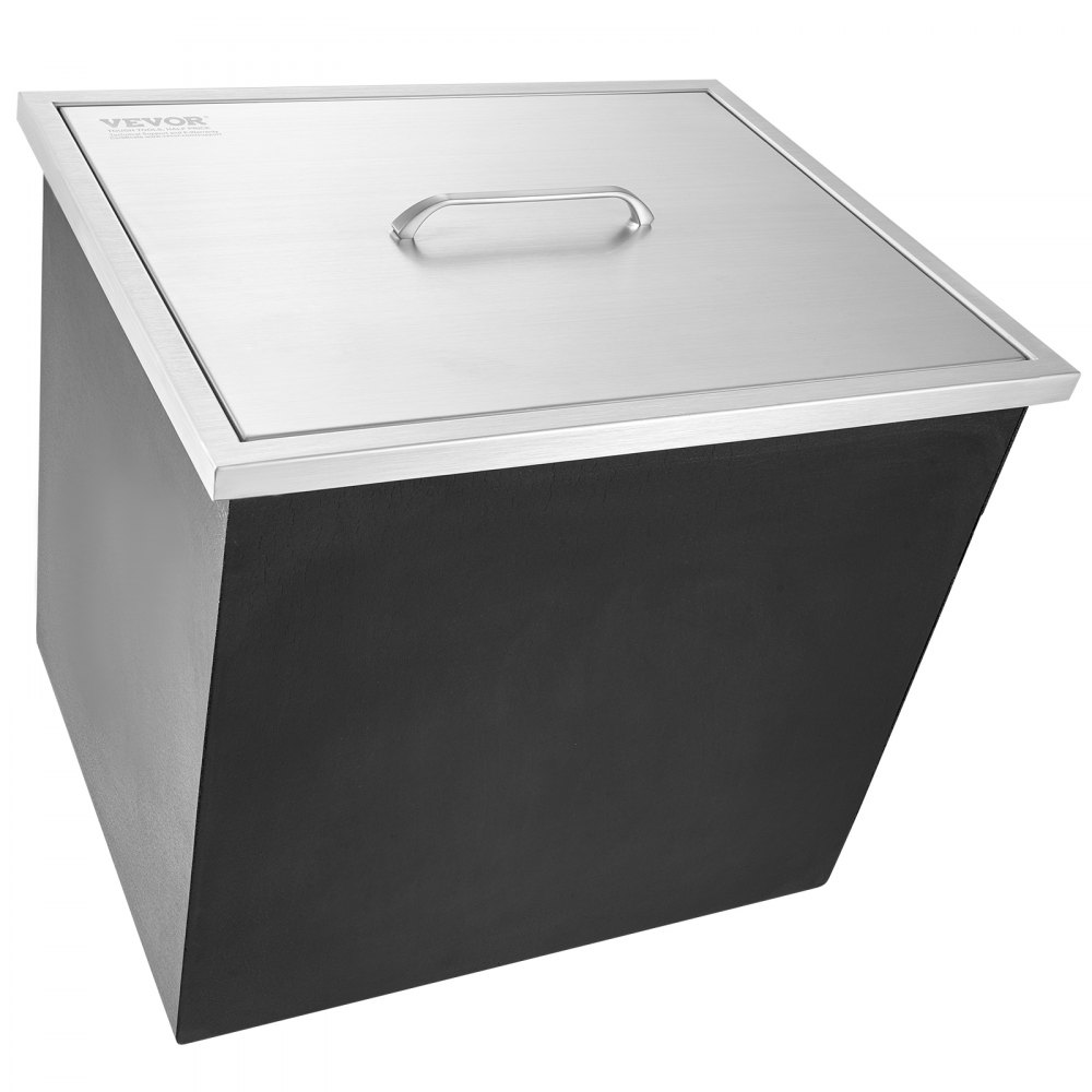 VEVOR kjøleboks for innsetting, 56,5 cm L x 43,8 cm B x 46,8 cm H Iskjøler i rustfritt stål, kommersiell isboks med lokk, 1,8 liter isbar til utendørskjøkken, avløpsrør og avløpsplugg inkludert, for kald vin og øl