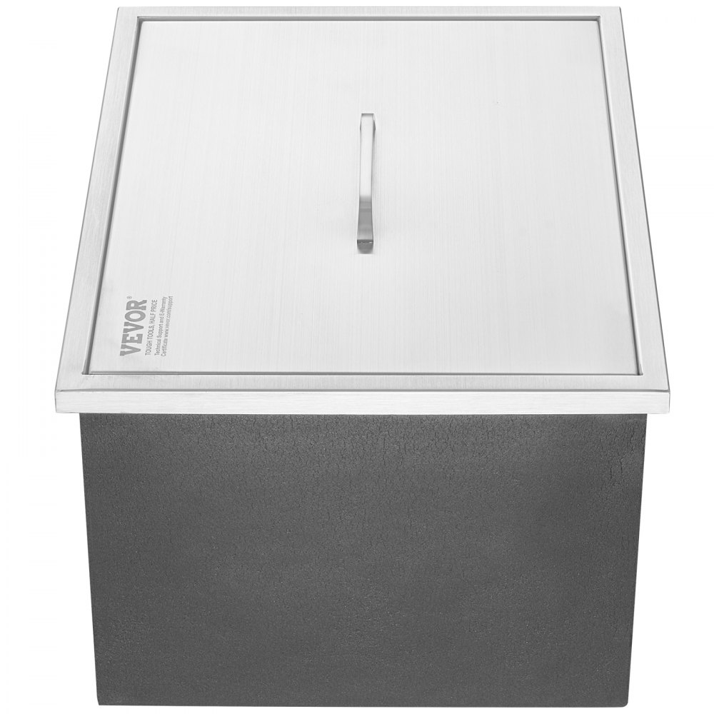 VEVOR kjøleboks for innsetting, 56,5 cm L x 43,8 cm B x 46,8 cm H Iskjøler i rustfritt stål, kommersiell isboks med lokk, 1,8 liter isbar til utendørskjøkken, avløpsrør og avløpsplugg inkludert, for kald vin og øl