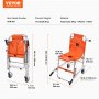 VEVOR EMS Trappestol, 350 lbs lastekapasitet, sammenleggbar aluminium nødtrappklatringsrullestol med 2 hjul, bærbar trappeheisstol Ambulanse Brannmann Evakueringsbruk for eldre, funksjonshemmede