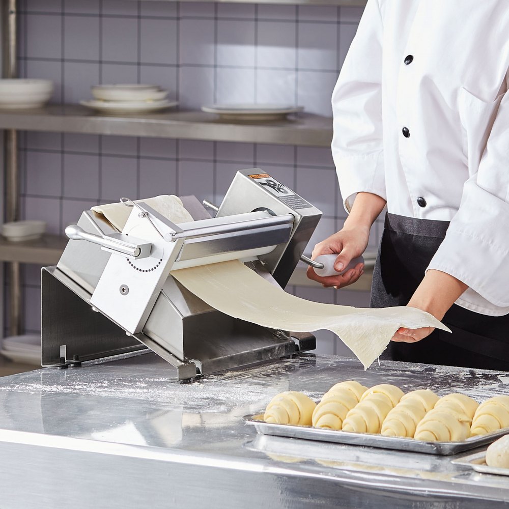 VEVOR manuell deigmaskin, butterdeigsmaskin og fondantrulle, avtakbart håndtak, panel, rulle for enkel rengjøring, maks 1/2 tomme justerbar tykkelse, for hjem eller små storkjøkken