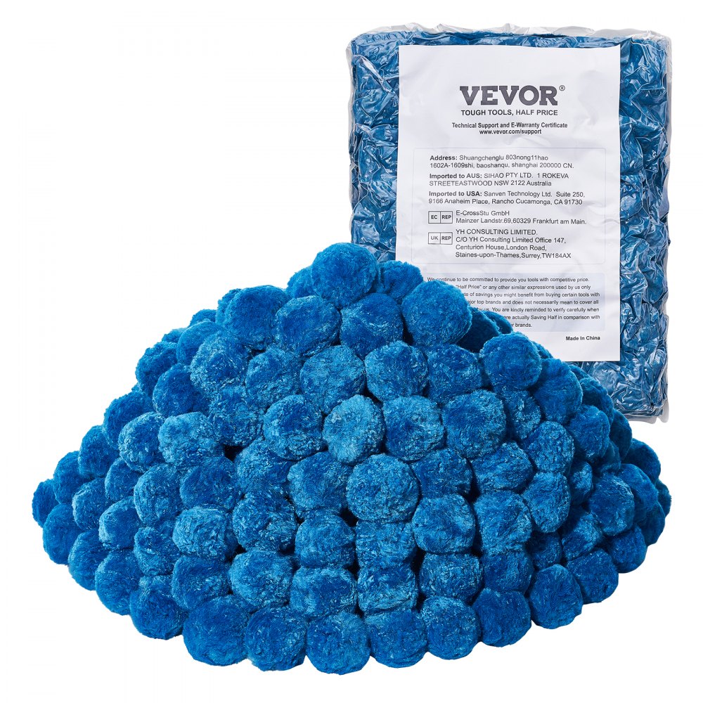 VEVOR bassengfilterballer for sandfilter, 1,8 kg/4 lbs, filterballer erstatter bassengfiltersand, gjenbrukbart blått polyesterfiberfiltermedium med vaskepose, for svømmebasseng akvarium over bakken