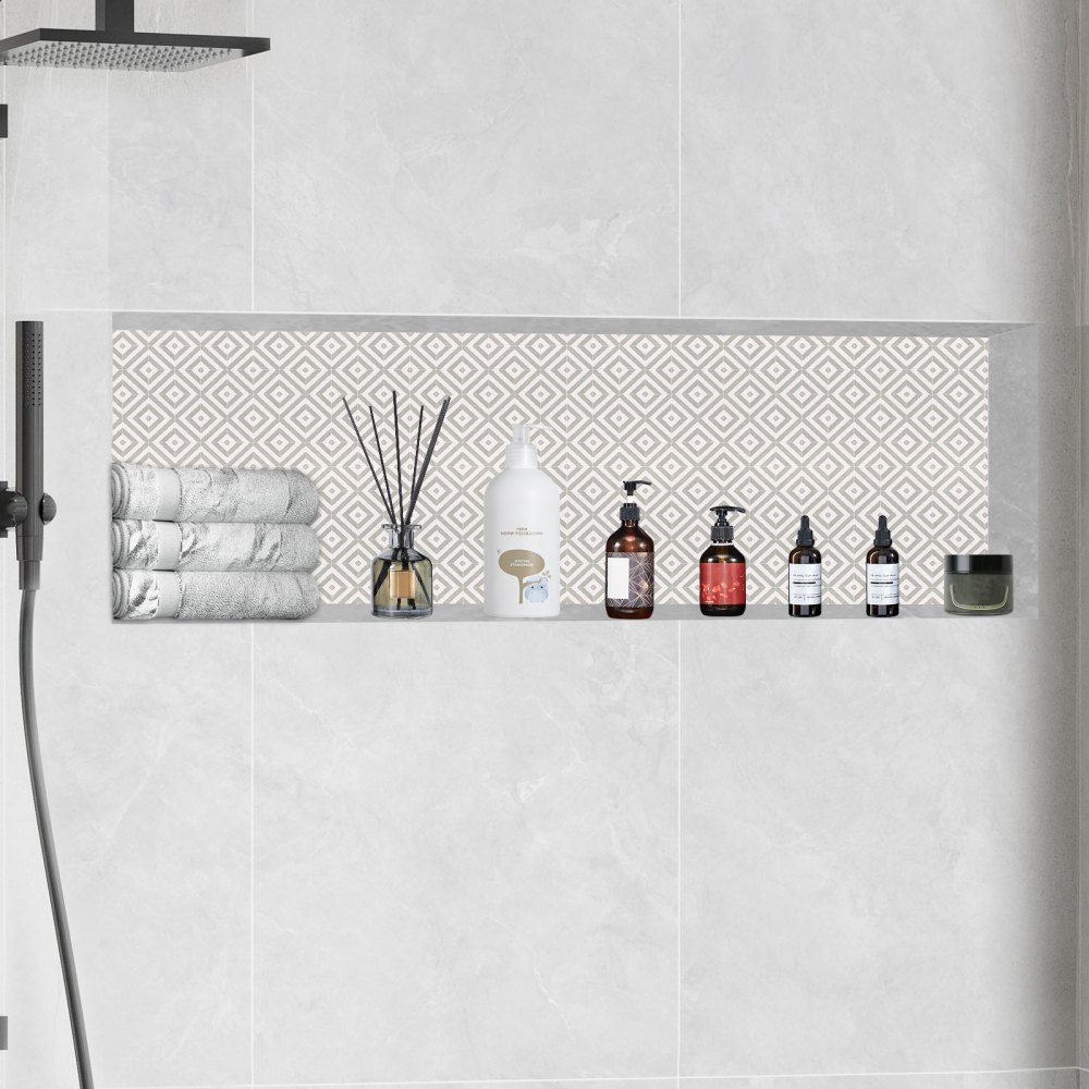 VEVOR Dusjnisje Klar for Flislegging 40,64 x 127 cm, Enkel Hylle Organisator, Firkantede Hjørner Vegginnfelt Nisje, Forseglet Beskyttelse Moderne Såpeoppbevaringsnisje for Dusjbad, Svart