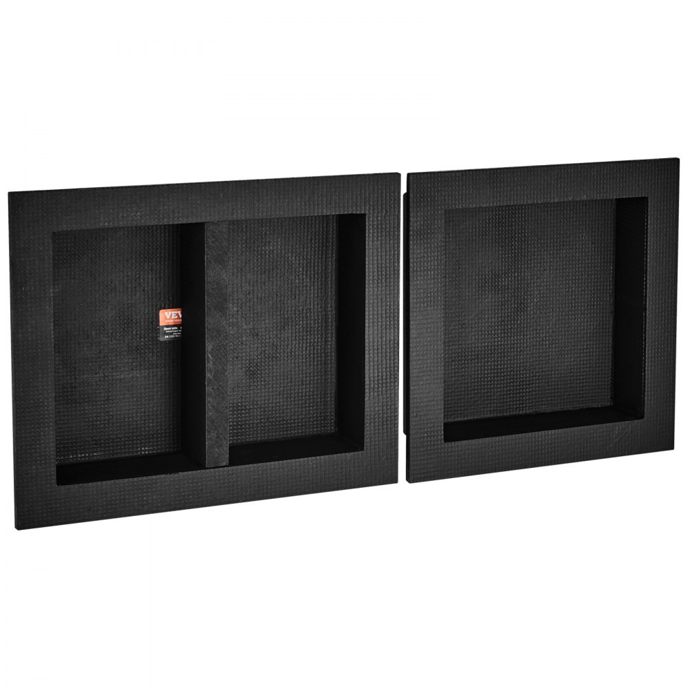 VEVOR Dusjnisje Klar for Flislegging 40,64x40,64cm og 40,64x50,8cm, Trippel Hylle, Firkantede Hjørner Vegginnfelt Nisje, Forseglet Beskyttelse Moderne Såpeoppbevaringsnisje for Duschbad, Svart