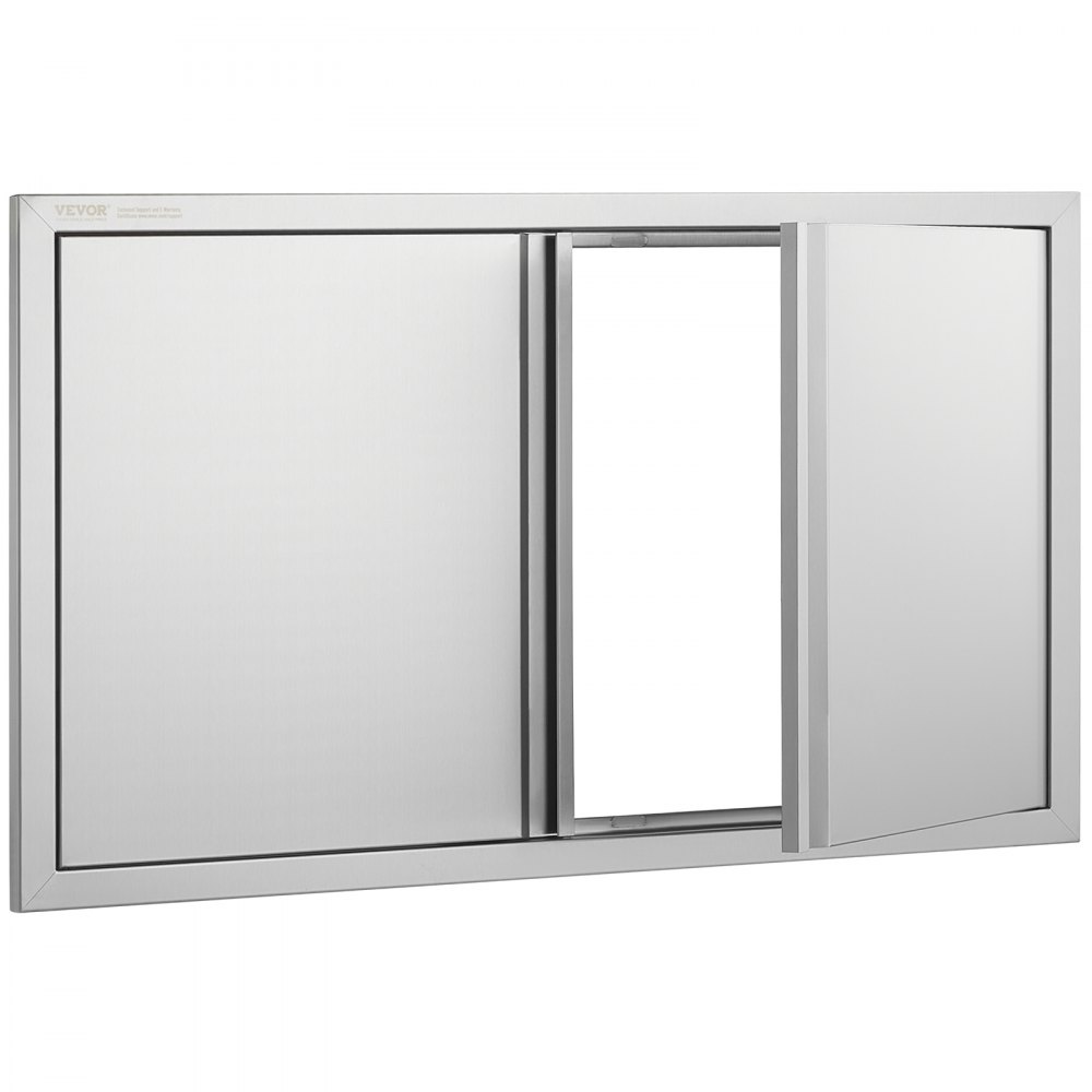 VEVOR BBQ Access Door, 914x534 mm Double Outdoor Kitchen Door, Stainless Steel Flush Mount Door, Wall Vertical Door with Recessed Handles , for BBQ Island, Grilling Station, Outside Cabinet