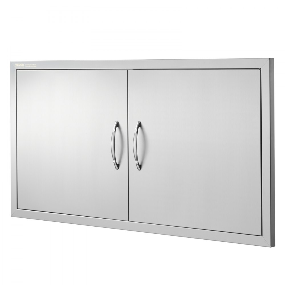 VEVOR BBQ-tilgangsdør, 1067x534 mm dobbel utendørs kjøkkendør, innfelt dør i rustfritt stål, vertikal veggdør med håndtak, for grilløy, grillstasjon, utendørsskap