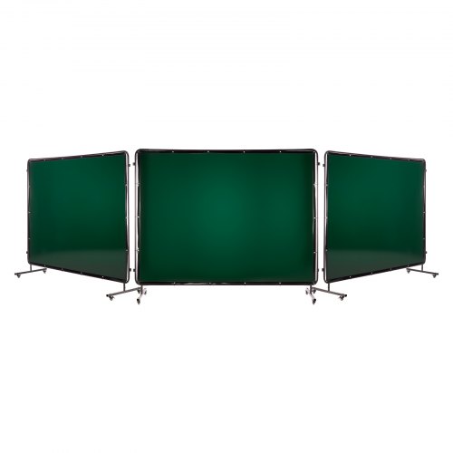VEVOR sveiseskjerm med ramme, 3-panels 1,74 x 2,34 m sveiseskjerm, flammehemmende vinylbeskyttelsesskjermer med 12 hjul og 6-trinns UV-beskyttelse for verksted/industriell bruk, mørkegrønn