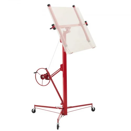 VEVOR 4877 mm gipsløfter, kraftig 68 kg gipsplatetalje med justerbar teleskoparm, låsbare hjul, gipsløfter, paneljekk, taljeverktøy ideelt for tak- og veggmontering (rød)
