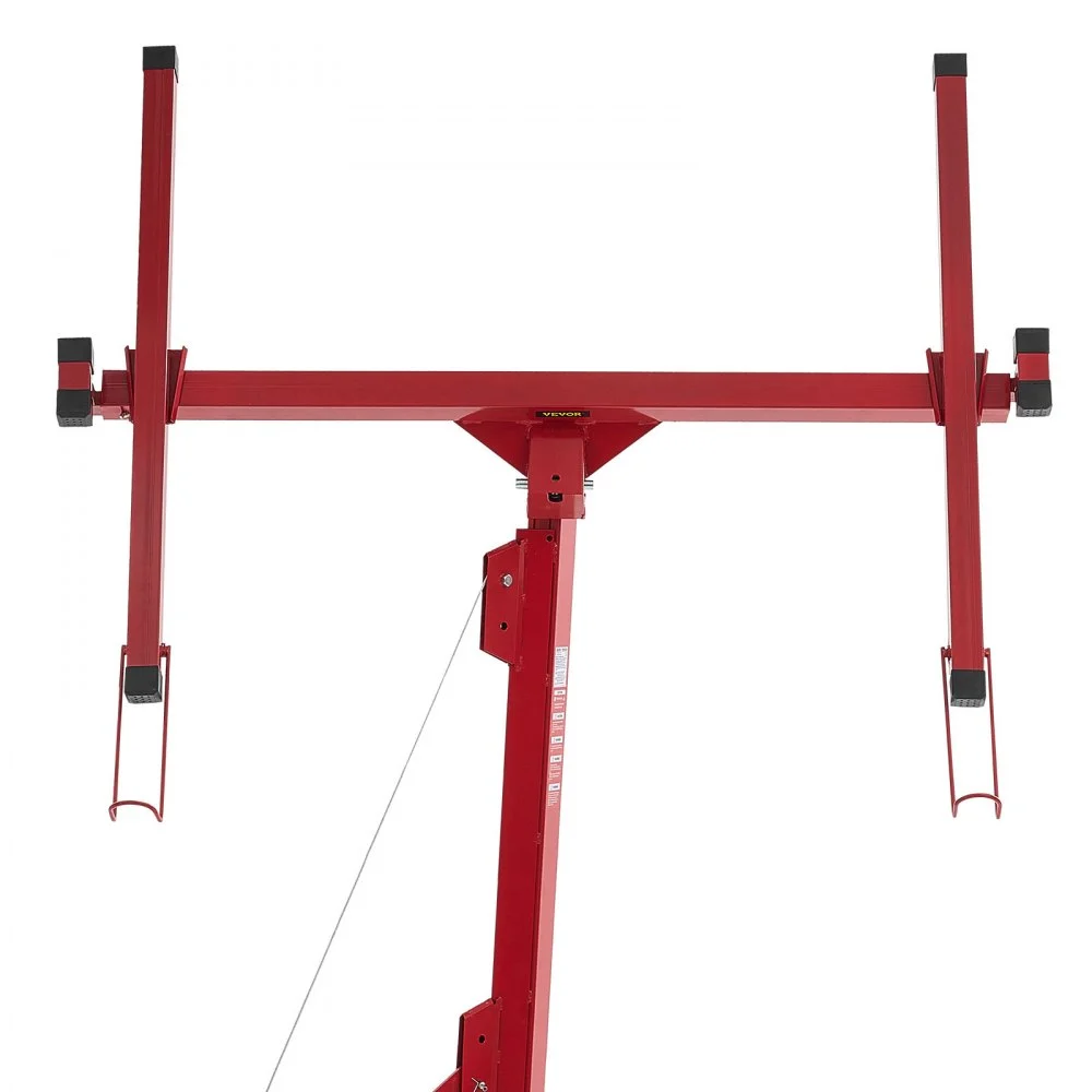 VEVOR 4877 mm gipsløfter, kraftig 68 kg gipsplatetalje med justerbar teleskoparm, låsbare hjul, gipsløfter, paneljekk, taljeverktøy ideelt for tak- og veggmontering (rød)