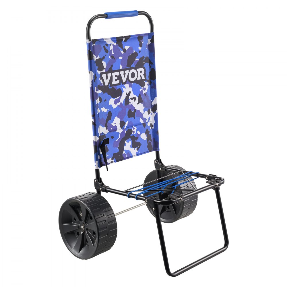 VEVOR Strandtralle med store hjul for sand, 15,4" x 15,7" lasteplan, med 10" solide PE-hjul, lastekapasitet 69 kg sammenleggbar sandtralle, kraftig tralle for piknik, camping, fisking, strand, hagearbeid