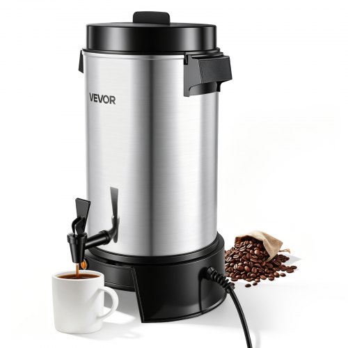 VEVOR kommersiell kaffeurne, 42 kopper 6,3 l varm drikkedispenser med dryppfri kran, 1190 W hurtigbryggende kaffetrakter, automatisk temperaturkontroll, for catering, fest, kirke og restaurant