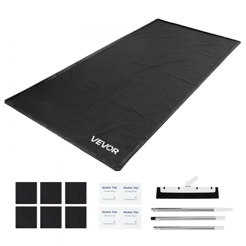 VEVOR oppsamlingsmatte, 2,4 x 4,9 m, sklisikker PVC-garasjematte med rengjøringsnal, kraftig slitesterk vanntett oppsamlingsmatte som beskytter mot snø, regn og gjørme for bilparkering, svart