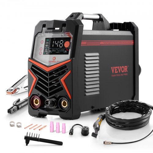 VEVOR TIG-sveiser, 205A 3-i-1-sveisemaskin (stor LED-skjerm) - DC TIG/DC puls TIG/MMA (elektrode), elektrisk sveiser med IGBT-inverter høyfrekvent start