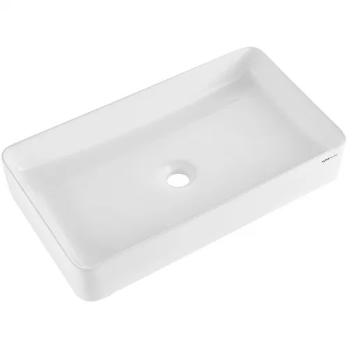 VEVOR Rektangulær vask, 61 x 33 cm benkeplate til bad, hvite keramiske vask over benkeplate, moderne stil, lys og elegant, godt pakket for bad, hotell, toalett, bobil
