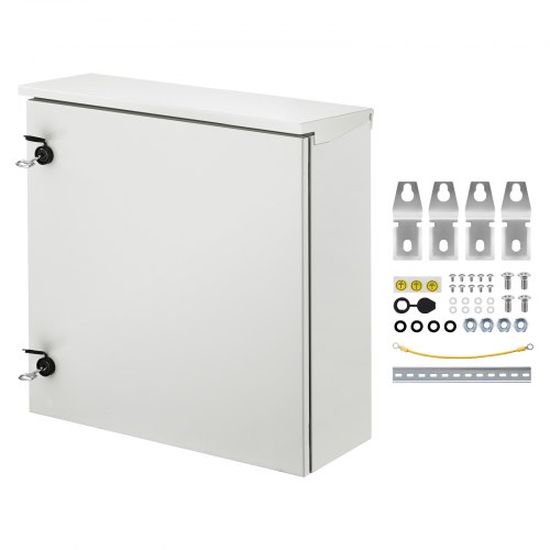 VEVOR elektrisk kapsling, 600x600x200 mm, NEMA 4 utendørs kapsling, IP66 vanntett og støvtett, karbonstål, hengslet koblingsboks for innendørs og utendørs bruk, med regntrekk