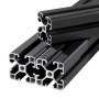 VEVOR 4 stk. 4040 aluminiumsekstruderingsprofil, 78,74 tommer 2000 mm, T-spor europeisk standard anodisert lineær skinne, høyfast ekstrudert aluminiumsskinne, for 3D-skriverdeler og CNC DIY-arbeidsbenk, svart