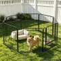 VEVOR Dog Playpen 61 cm 8 Panels Foldable Metal Exercise Pen Pet Fence, Indoor/Outdoor Heavy Duty Puppy Crate Kennel with Door for Dogs, Cats or Small Animals, Portable for RV Camping, Yard, Black