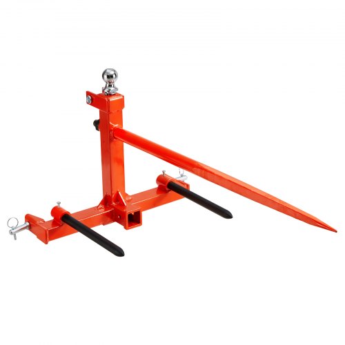 VEVOR 49" høyspyd, ballespyd 1600lbs lastekapasitet, trepunktsfeste for traktor med 2 stk. 17,5" stabilisatorspyd, hurtigfeste for gafler