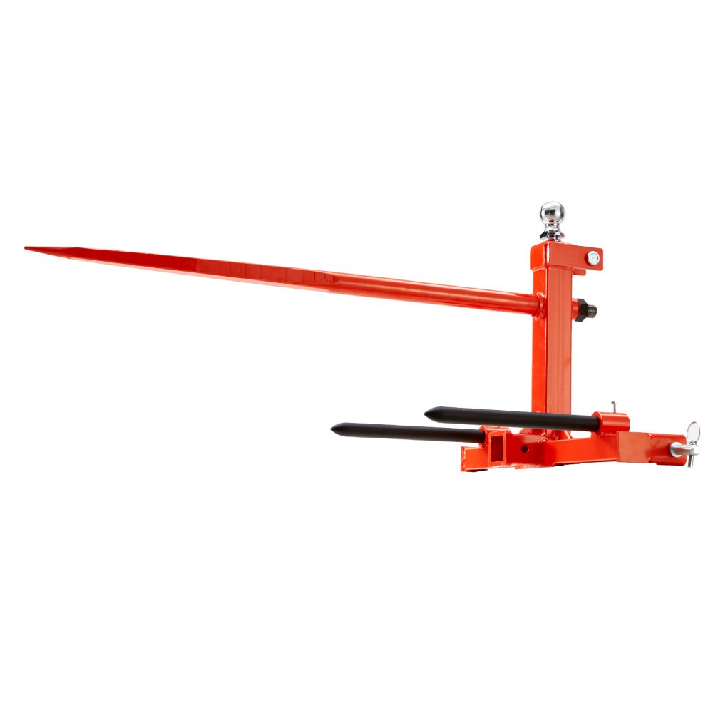 VEVOR 49" høyspyd, ballespyd 1600lbs lastekapasitet, trepunktsfeste for traktor med 2 stk. 17,5" stabilisatorspyd, hurtigfeste for gafler
