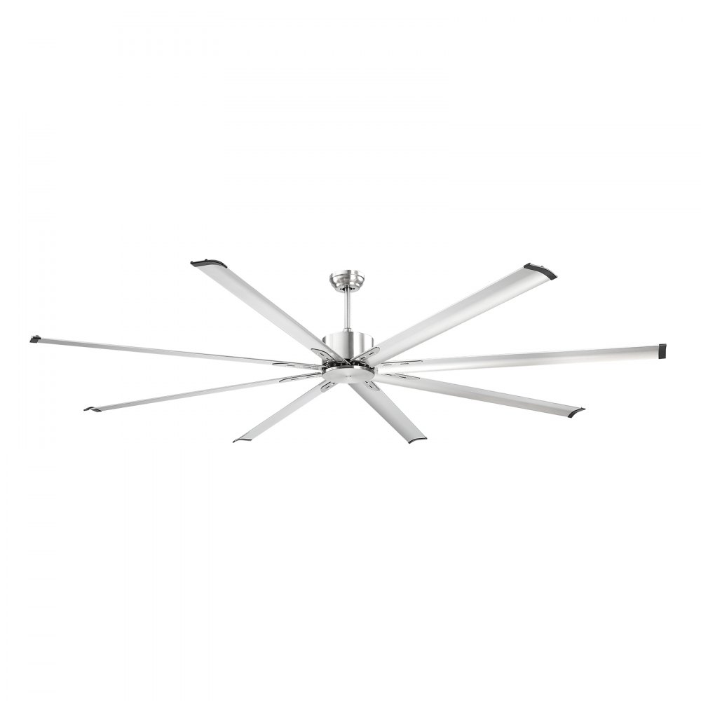 VEVOR 244 cm takvifte uten lys, 6-trinns fjernkontroll, aluminium 8-blader, reversibel likestrømsmotor, moderne lavprofil innfelt vifte for soverom, stue, terrasse, innendørs/utendørs, børstet nikkel