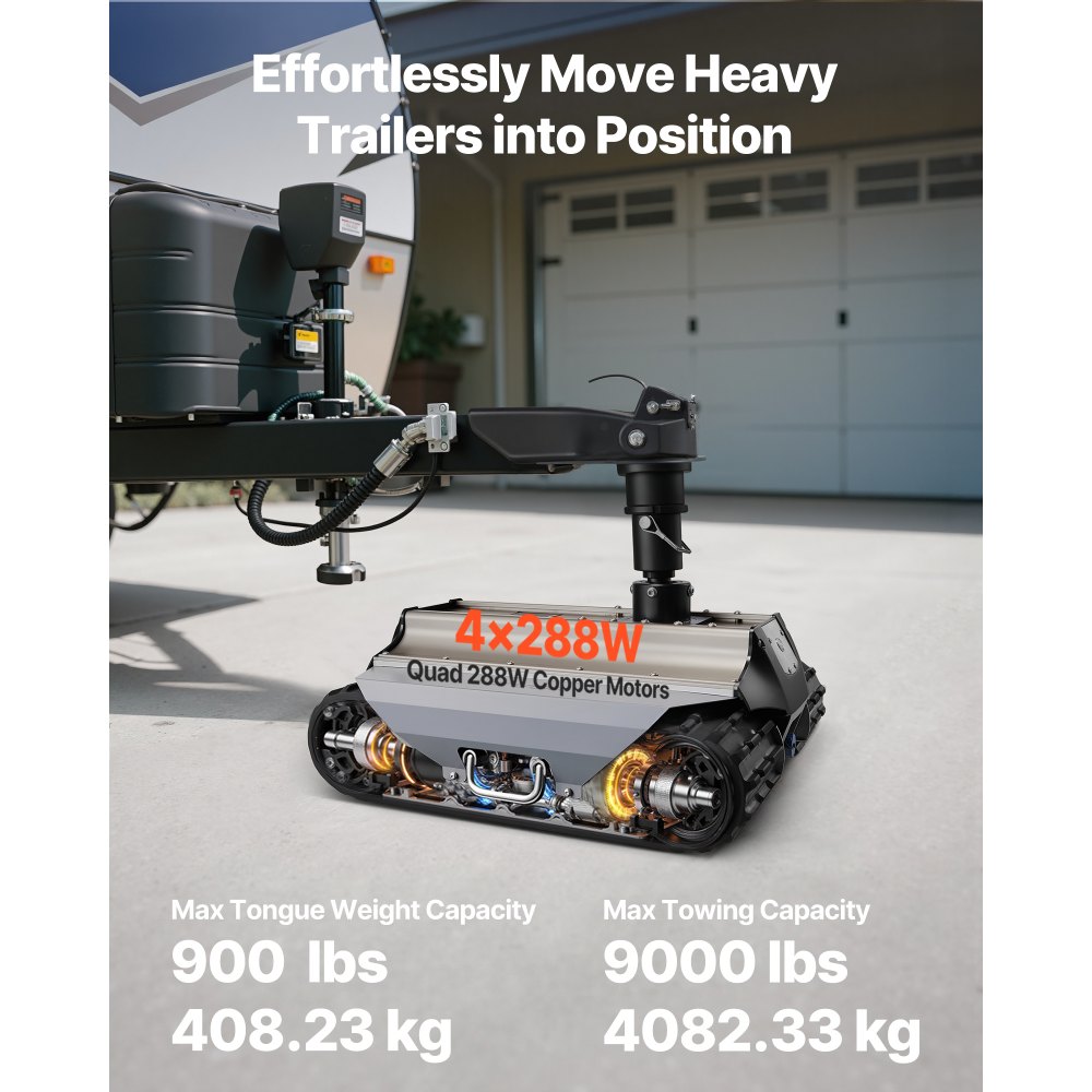 VEVOR Electric Trailer Mover, 4082 kg Max Towing Capacity, Remote-Controlled Trailer Mover with 100 m Wireless Range, Motorised Camper Trolley Kit Fits for Camper RV Caravan Boat Trailer Jack