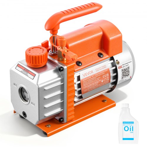 VEVOR vakuumpumpe, 3,5 CFM 99 L/min, HVAC ett-trinns roterende lamell AC vakuumpumpe, for R134a R22 R410a-systemer, 4-polet motor, for vedlikehold av klimaanlegg i biler, harpiksavgassing, olje inkludert