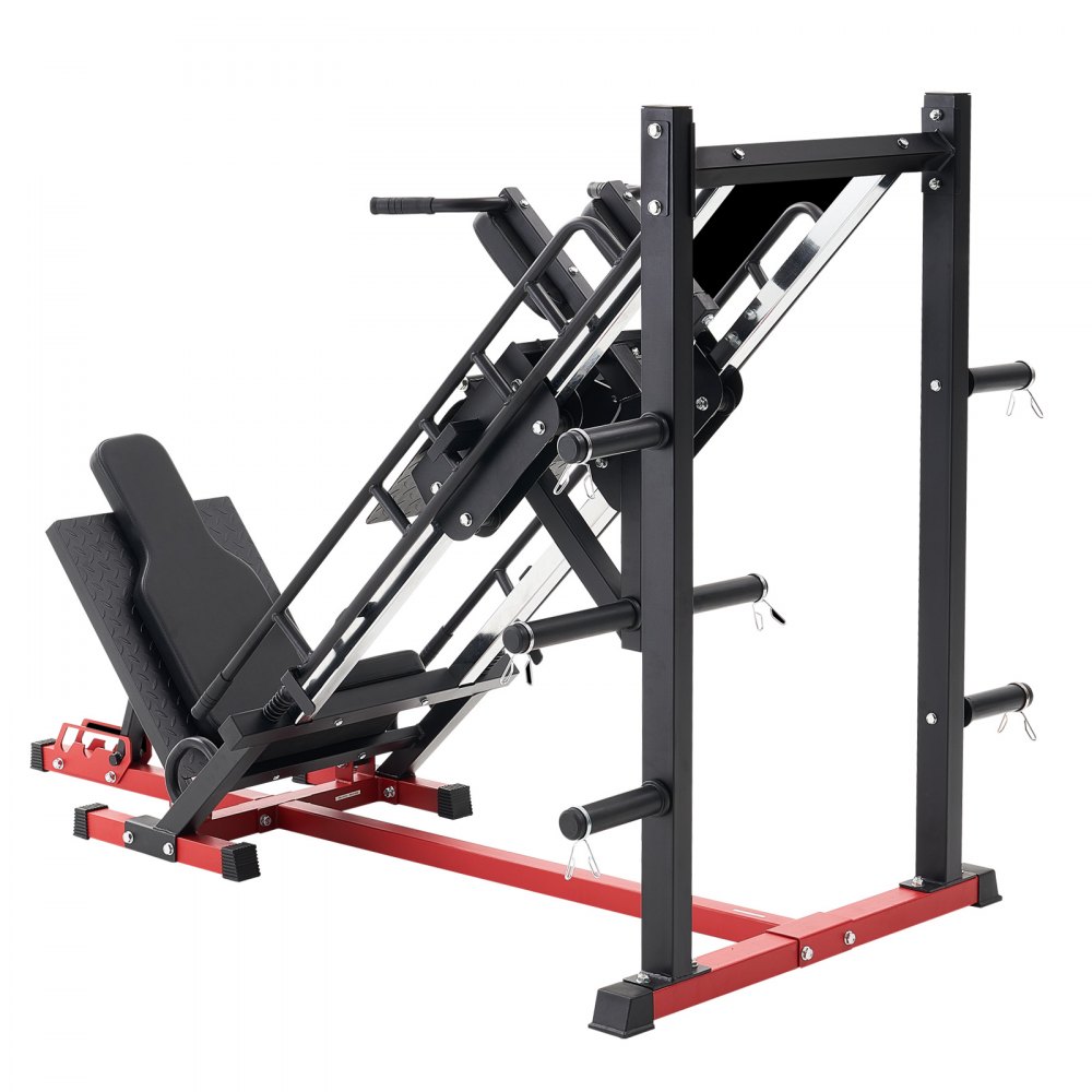 VEVOR Leg Press Hack Squat Machine, Adjustable Leg Press Combo with Linear Bearing and Weight Storage, Lower Body Special for Home Gym, Leg Exercise Equipment for Quads, Hamstring, Glutes, Calve