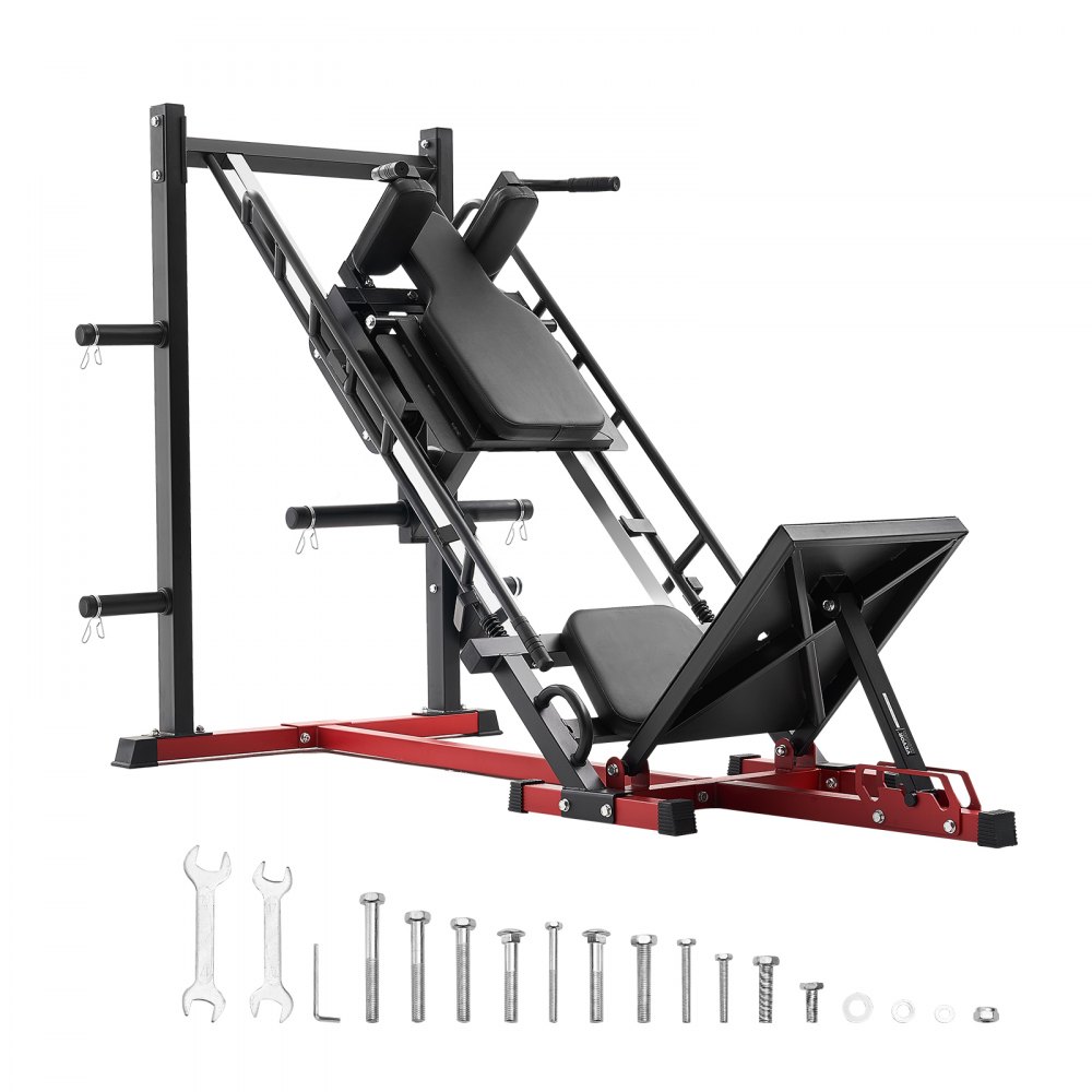 VEVOR Leg Press Hack Squat Machine, Adjustable Leg Press Combo with Linear Bearing and Weight Storage, Lower Body Special for Home Gym, Leg Exercise Equipment for Quads, Hamstring, Glutes, Calve