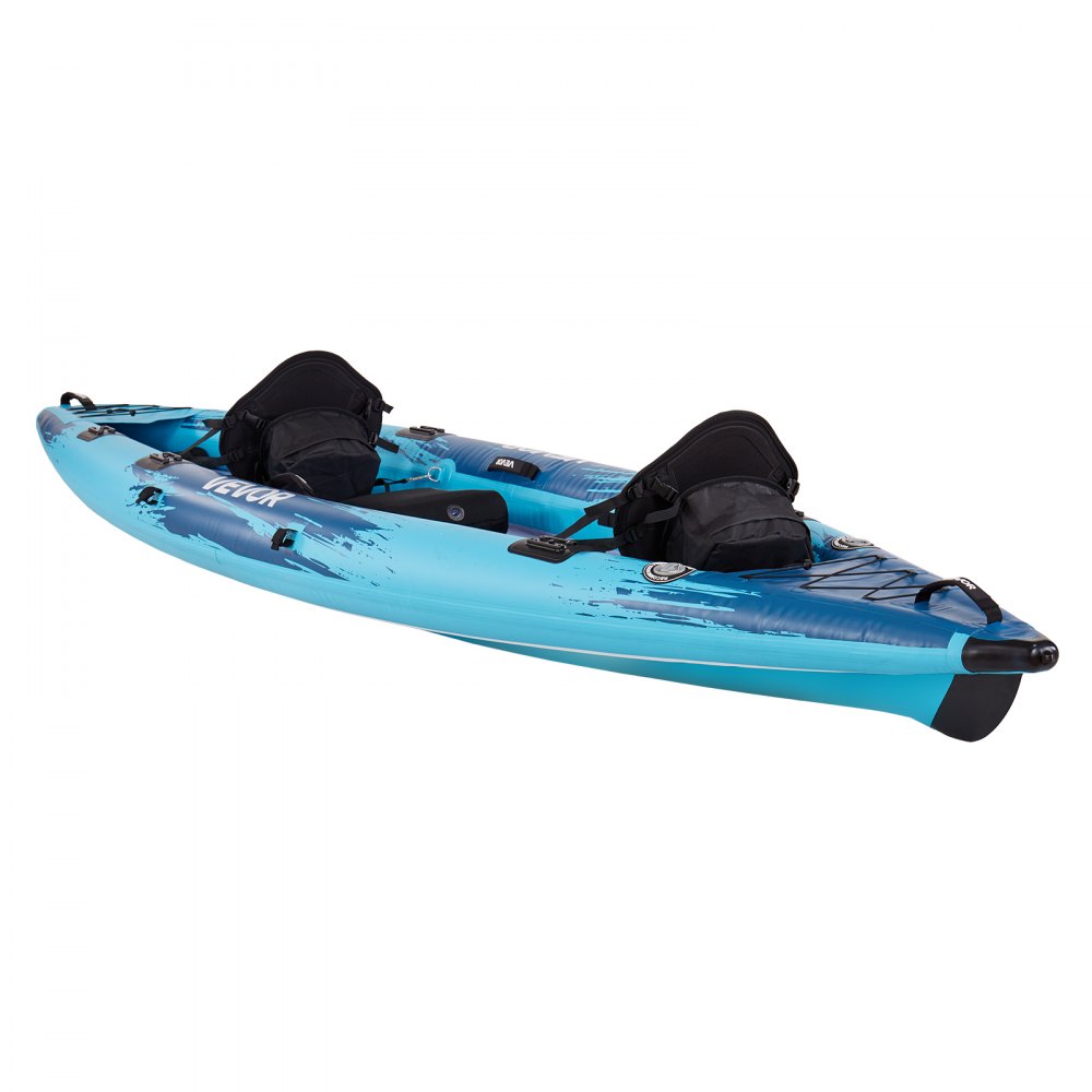 VEVOR Inflatable Kayak, 2-Person Inflatable Recreational Kayak 318kg Capacity, Leak & Puncture-Resistant with Padded Seat, PVC Drop-Stitch Floor, 2 Paddles, Hand Pump & Carry Bag for Fishing Camping