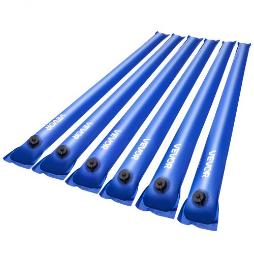 VEVOR Vannposer til bassengtrekk, 6-pakninger 1220 mm, vannslanger til bassengtrekk med ett kammer, 0,4 mm tykke PVC-poser med vekter og lekkasjesikker skrukork, for nedgravde bassengtrekk, vinterlukking, blå