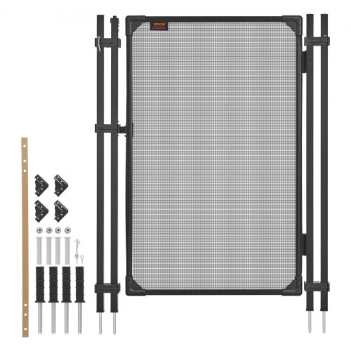 VEVOR bassenggjerdeport, 1,2 x 0,75 m nedgravd bassenggjerdeport, utendørs sikkerhetsgjerdedørsett med selvlukkende og selvlåsende design, 352 gsm Teslin PVC-nett, enkel installasjon, svart