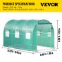 VEVOR foliedrivhus 3,45x1,95x1,92 m drivhus med buet tak, galvanisert stålramme og PE-deksel, kaldrammedrivhus, 6 nettingvinduer, grønn mobil folietunnel, ideell for dyrking av grønnsaker og blomster