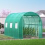 VEVOR foliedrivhus 3,45x1,95x1,92 m drivhus med buet tak, galvanisert stålramme og PE-deksel, kaldrammedrivhus, 6 nettingvinduer, grønn mobil folietunnel, ideell for dyrking av grønnsaker og blomster
