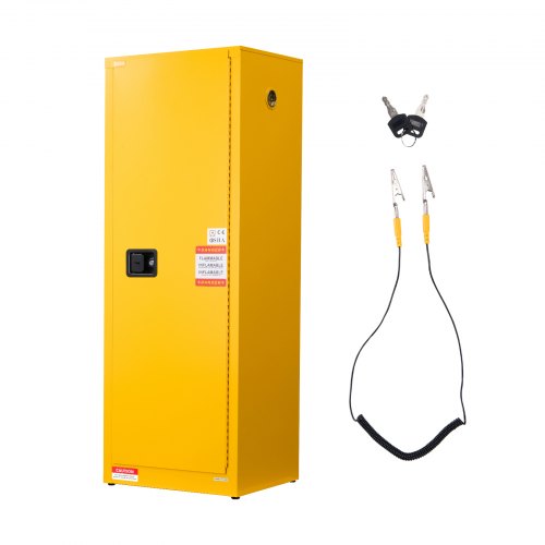 VEVOR Brannfarlig skap, 59 x 46 x 165,1 cm, 23 gallon brannfarlig oppbevaringsskap med justerbar hylle, kaldvalsede og galvaniserte stålbrannskap, for kommersiell, industriell og hjemmebruk, gul