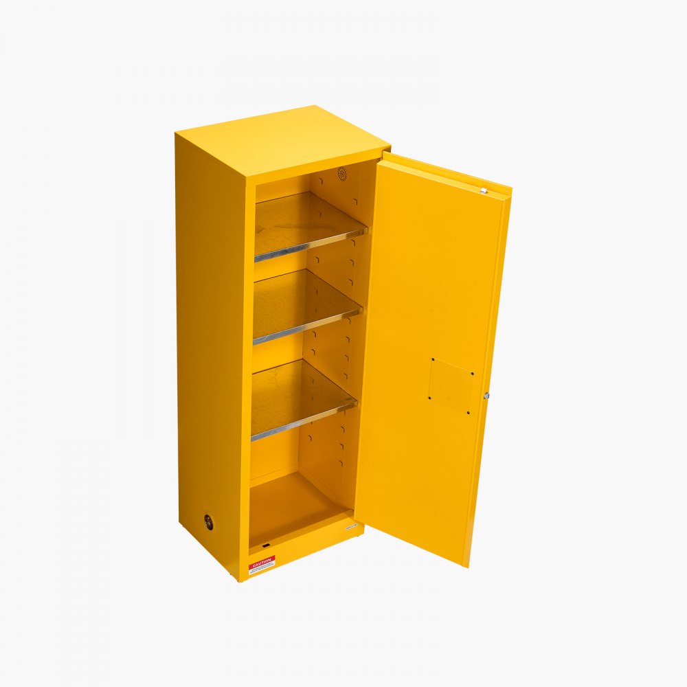 VEVOR Brannfarlig skap, 59 x 46 x 165,1 cm, 23 gallon brannfarlig oppbevaringsskap med justerbar hylle, kaldvalsede og galvaniserte stålbrannskap, for kommersiell, industriell og hjemmebruk, gul