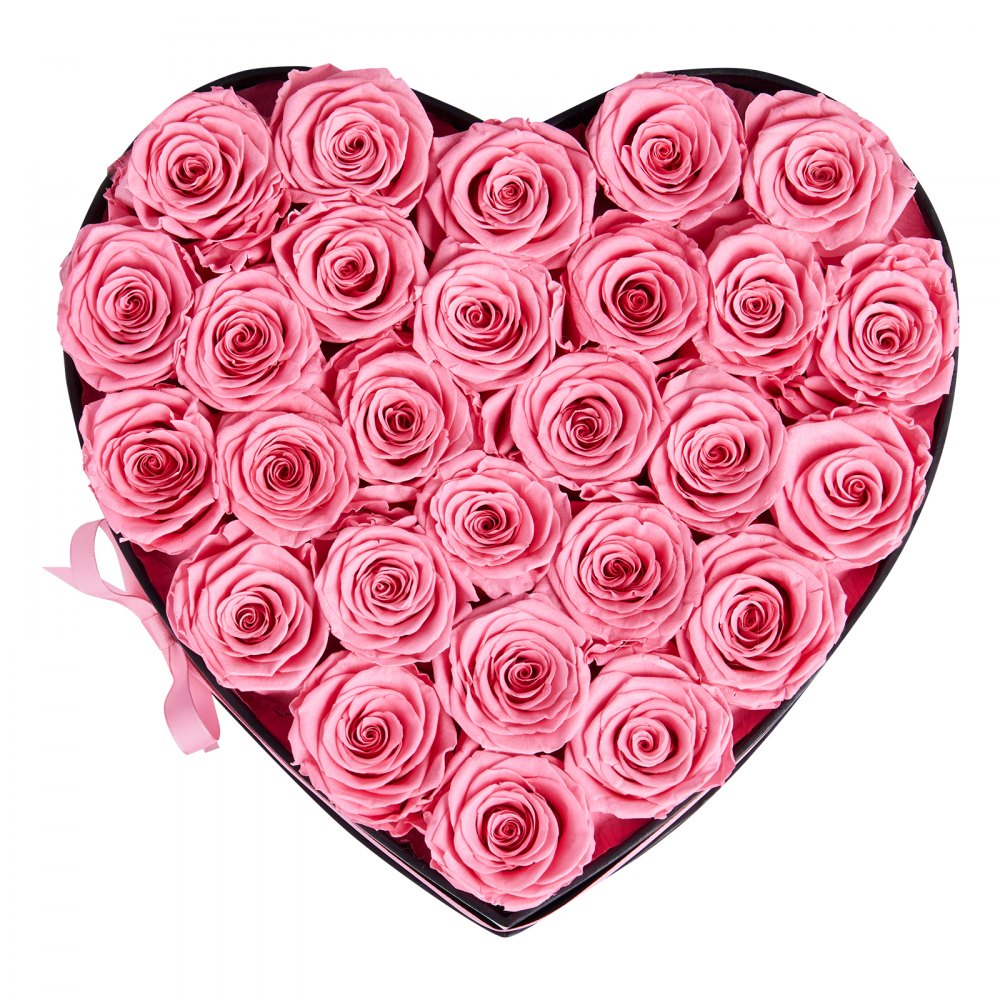 VEVOR Forever Flowers, 27 konserverte roser i en hjerteformet eske, evige blomster udødelig bukett bursdagsgave til kvinner hennes kone mødre, jubileum, valentinsdag, jul, rosa