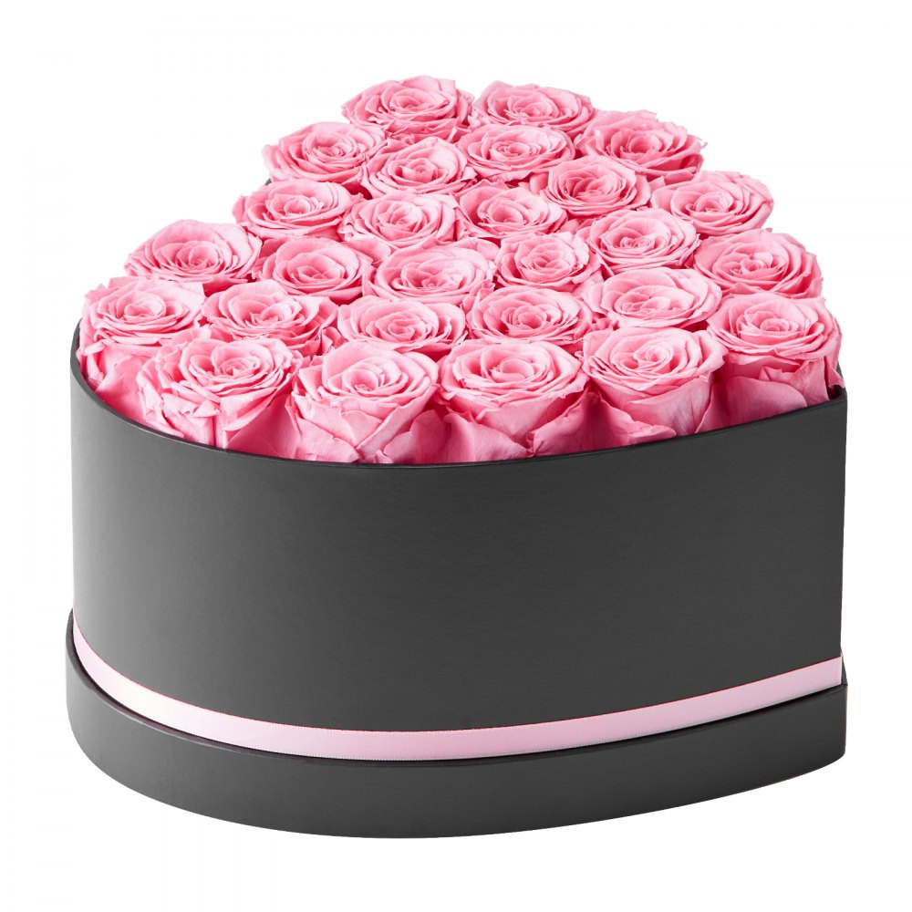 VEVOR Forever Flowers, 27 konserverte roser i en hjerteformet eske, evige blomster udødelig bukett bursdagsgave til kvinner hennes kone mødre, jubileum, valentinsdag, jul, rosa