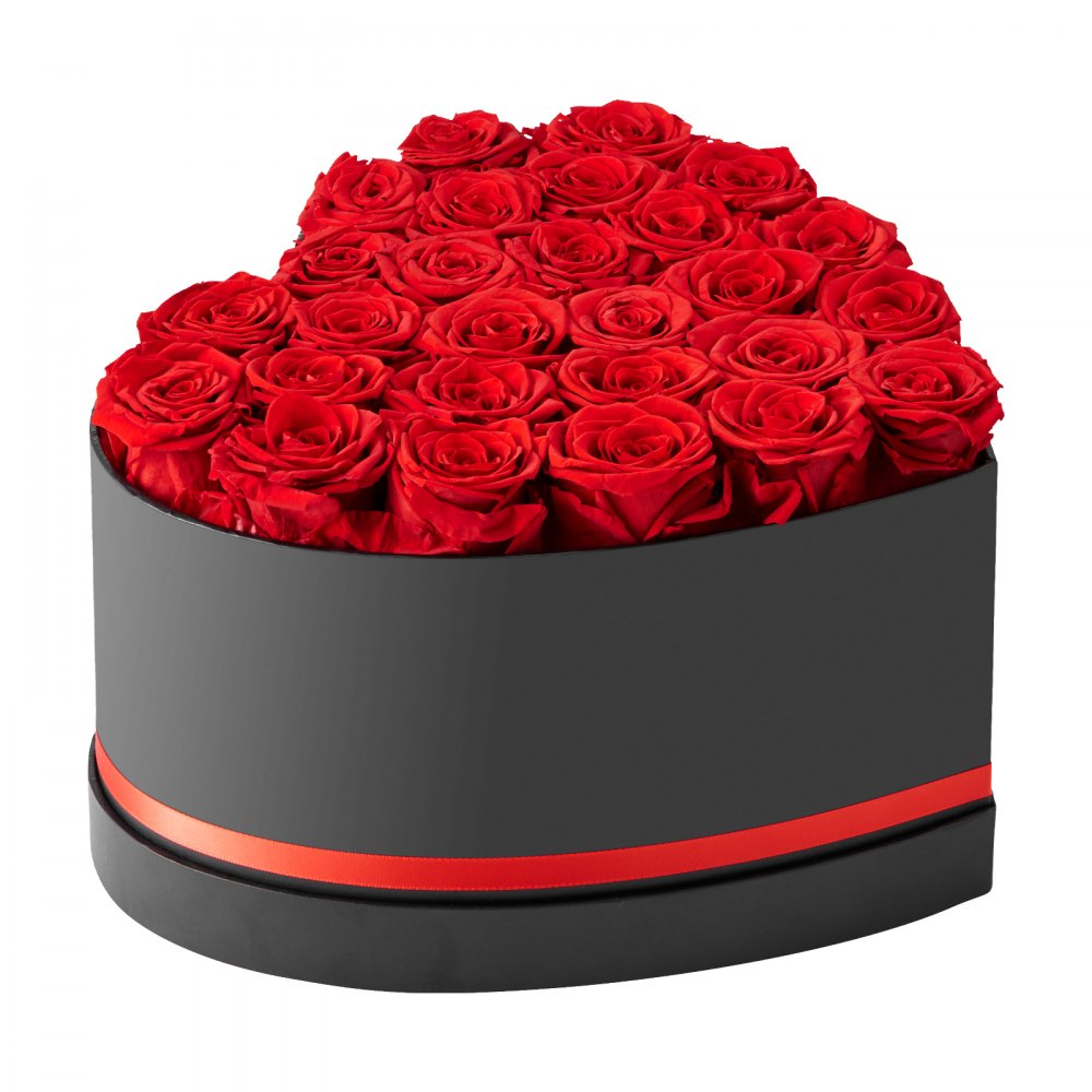 VEVOR Forever Flowers, 27 konserverte roser i en hjerteformet eske, evige blomster udødelig bukett bursdagsgave til levering Prime Women hennes kone mødre, jubileum, valentinsdag, jul, rød