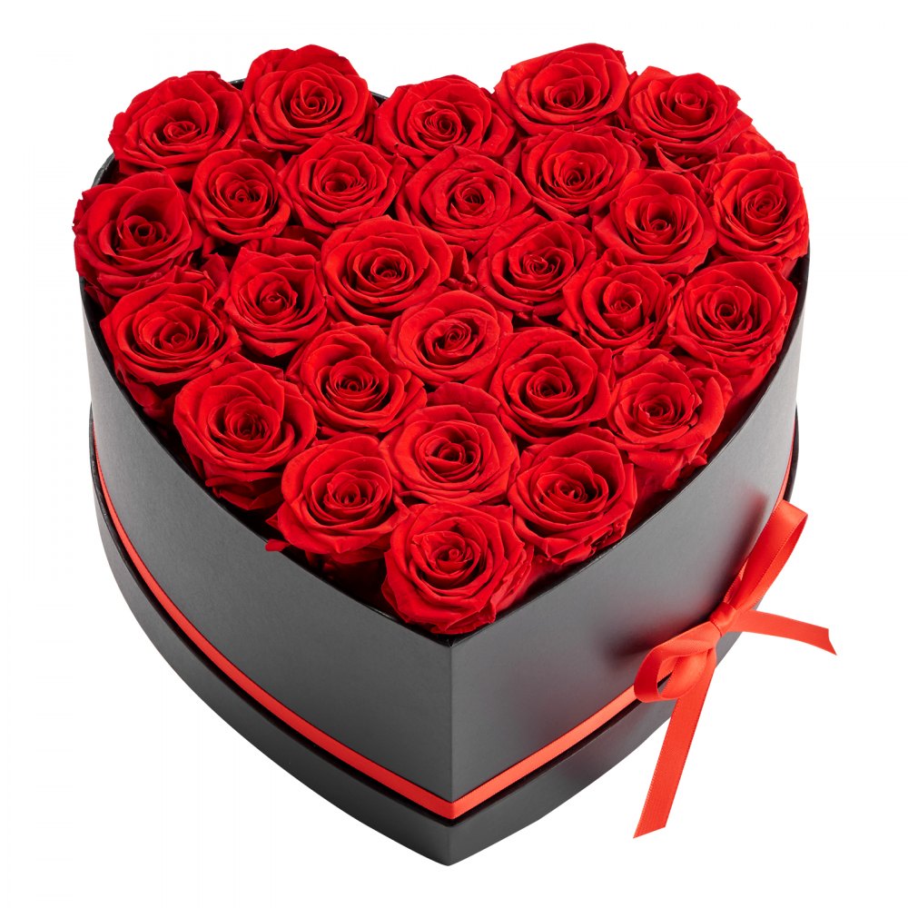 VEVOR Forever Flowers, 27 konserverte roser i en hjerteformet eske, evige blomster udødelig bukett bursdagsgave til levering Prime Women hennes kone mødre, jubileum, valentinsdag, jul, rød