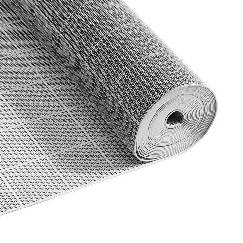 VEVOR dreneringsmatte, 90 x 1500 cm, PVC sklisikker kommersiell gulvmatte, våtrom vannsprutmatte hul dørmatte rull, for utendørs innendørs restaurant svømmebasseng terrasse bad vaskerom, grå
