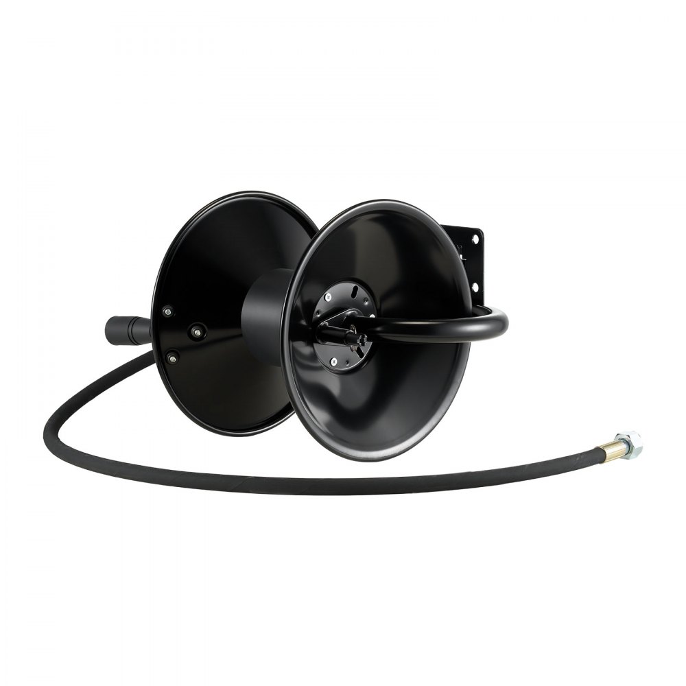 VEVOR Pressure Washer Hose Reel, 15.2 m x 9.5 mm Heavy-Duty Steel Bracket-Mounted Pressure Hose Reel, Wall/Floor/Truck Mount, 4000PSI Max, Manual Power Hand Crank for Water, with Grip Handle