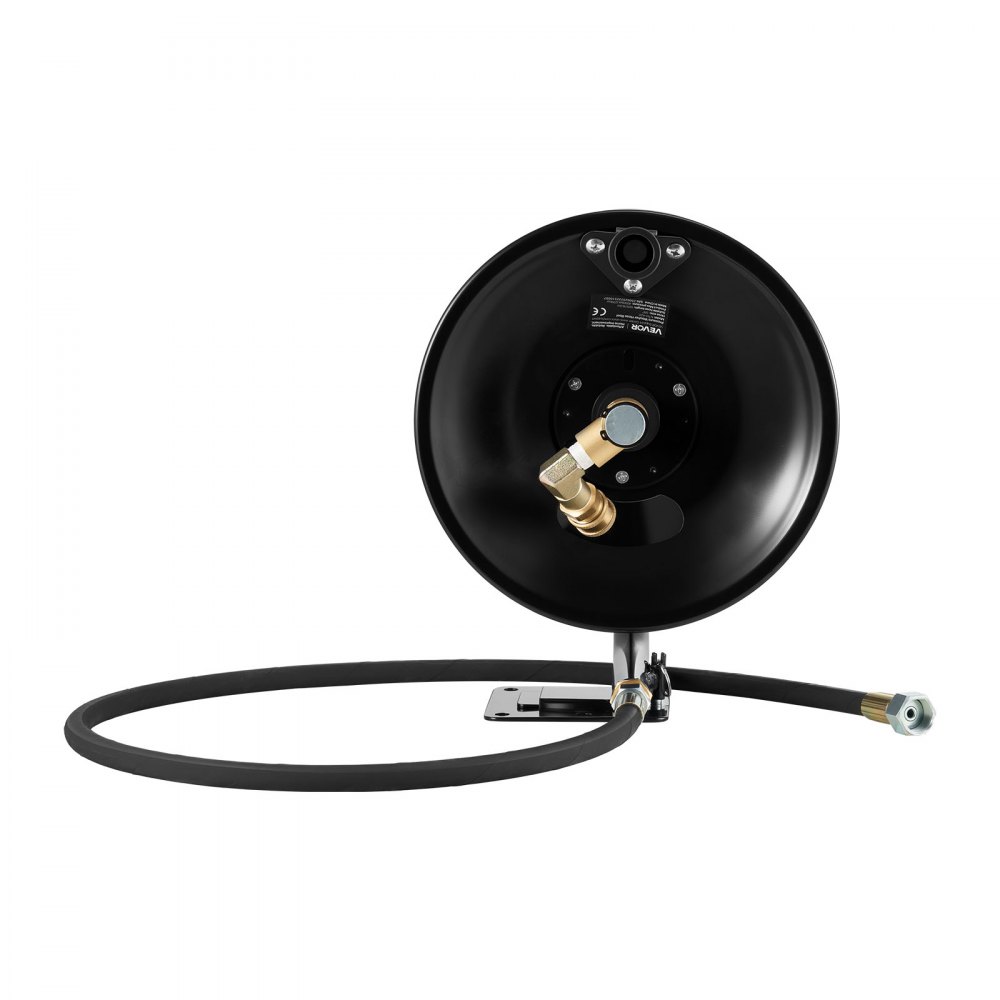 VEVOR Pressure Washer Hose Reel, 15.2 m x 9.5 mm Heavy-Duty Steel Bracket-Mounted Pressure Hose Reel, Wall/Floor/Truck Mount, 4000PSI Max, Manual Power Hand Crank for Water, with Grip Handle