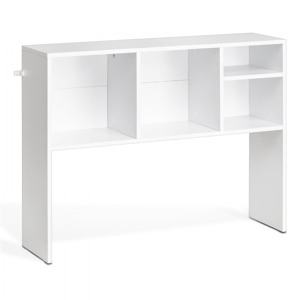 VEVOR skrivebordsbokhylle, 1-etasjes skrivebordsoppbevaringsorganisator, 91 x 23 x 69 cm kontoroppbevaringsstativ i tre, skrivebordsbokhylle med sklisikre føtter, for kontor, hjem og studentbolig, hvit