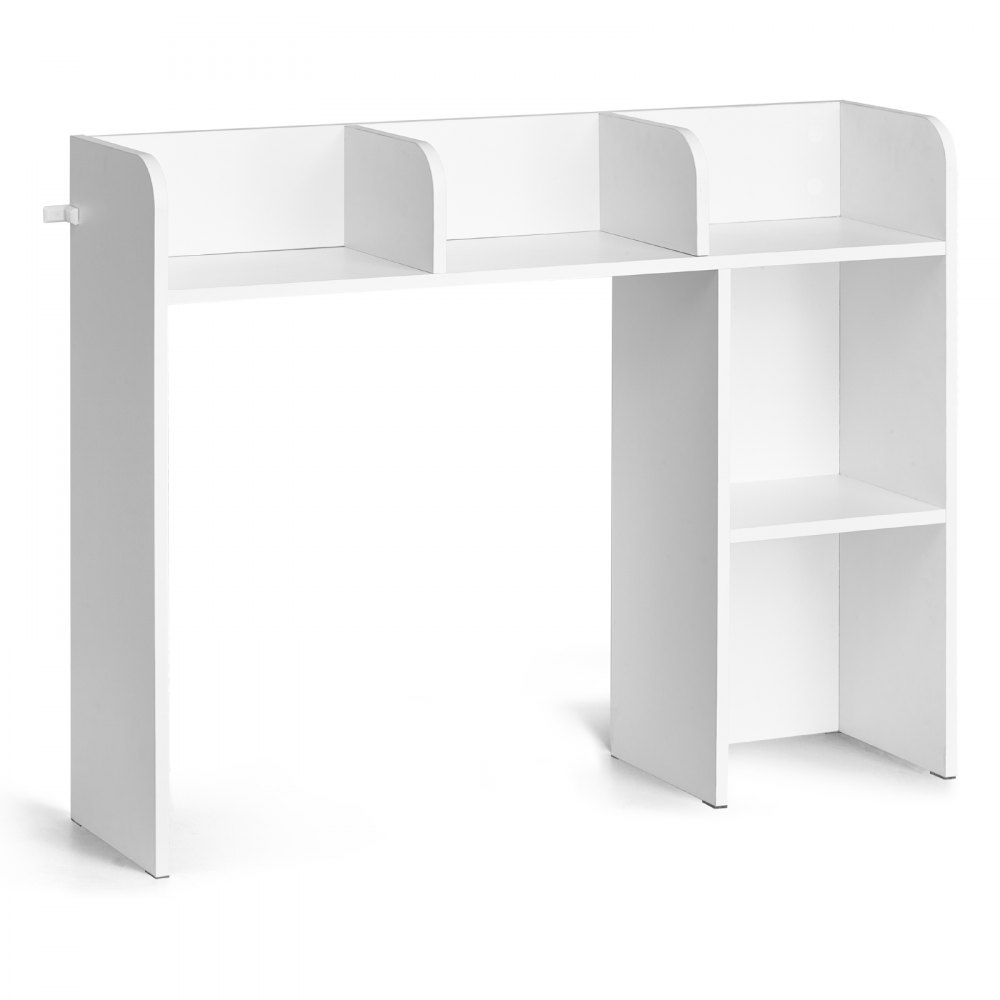 VEVOR skrivebordsbokhylle, 2-etasjes skrivebordsoppbevaringsorganisator, 94 x 23 x 69 cm kontoroppbevaringsstativ i tre, skrivebordsbokhylle med sklisikre føtter, for kontor, hjem og studentbolig, hvit