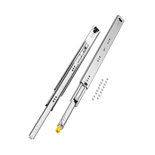 VEVOR 1 par fulluttrekkbare skuffeskinner, 600 mm, 113,4 kg lastekapasitet, skuffeskinner, kulelager med individuell låsemekanisme, sidemonterte teleskopskinner, ideell for skap og industriskuffer