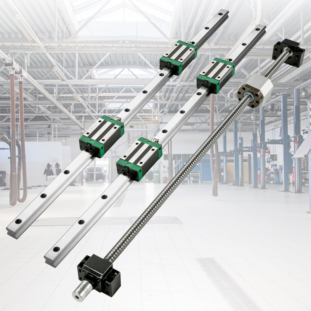 VEVOR Linear Guide Rail  2Pcs HGR20-1700mm Linear Slide Rail with 1Pcs RM1605-1700mm Ballscrew with BF12/BK12 Kit Linear Slide Rail Guide Rail Square For DIY CNC Routers Lathes Mills