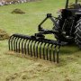 VEVOR 127 cm Lanscape Rock Rake, 3-Point Tow Behind Landscape Rake with 17 Steel Tines, Fit Category 1 Tractors, Angle Adjustable, Heavy Duty Lawn Dethatcher Rake for Grass Branch Debris