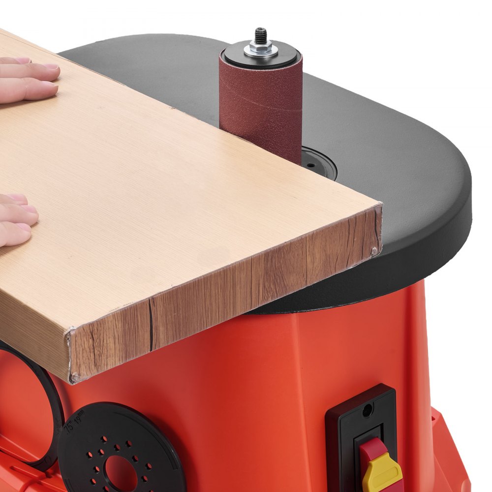 VEVOR oscillerende spindelsliper, 2000 o/min stasjonær spindelsliper med 6 hylser (12,7–76,2 mm), 16 mm slaglengde og 390 x 415 mm bredt arbeidsbord for møbelbehandling, sliping av håndverk, gjør-det-selv-trearbeid